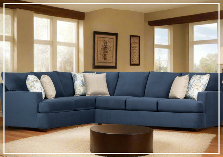Klaussner Orion 2-Piece L-Shaped Fabric Sectional Sofa in Blue-Sofabed