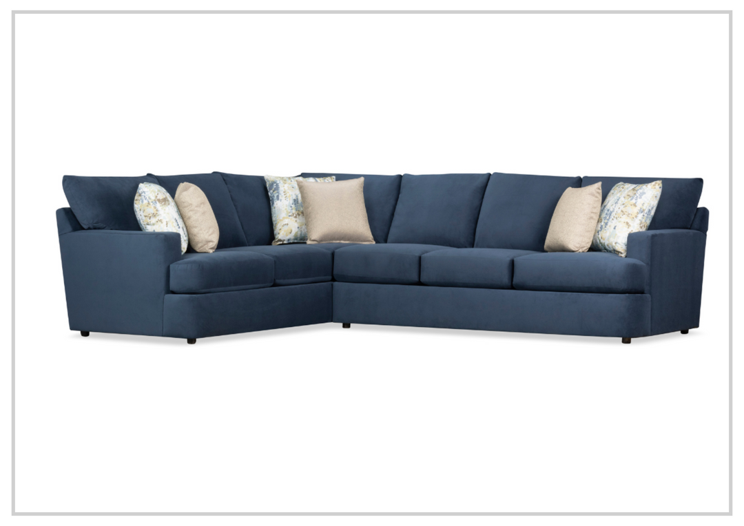 Klaussner Orion 2-Piece L-Shaped Fabric Sectional Sofa in Blue-Sofabed