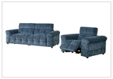 Klaussner Sovix 3-Piece Power Reclining Living Room Set in Blue Fabric