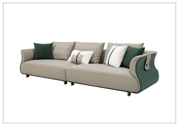 Klaussner Ricordo 4-Seater Beige Leather Sofa with Deep Seats