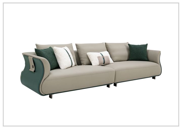 Klaussner Ricordo 4-Seater Beige Leather Sofa with Deep Seats