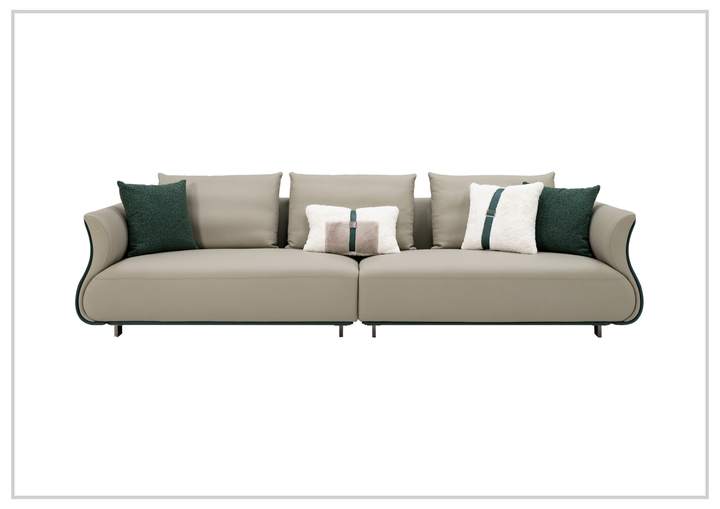 Klaussner Ricordo 4-Seater Beige Leather Sofa with Deep Seats
