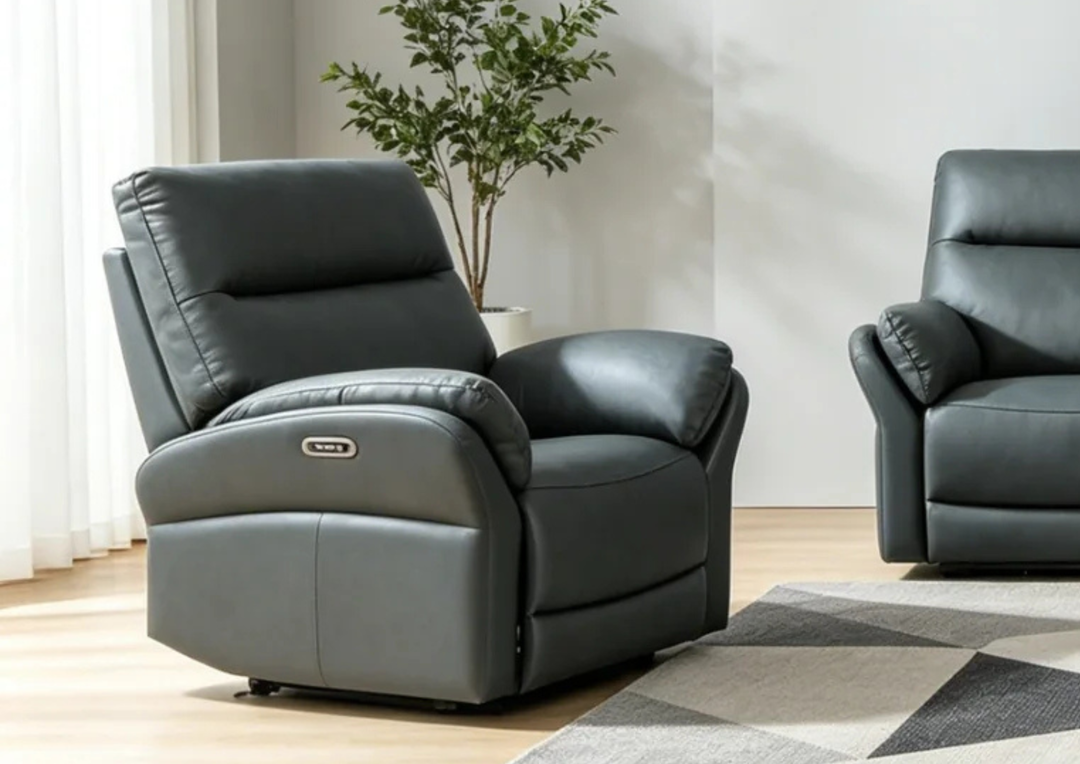 Klaussner Riverton Leather Reclining Chair with USB Port