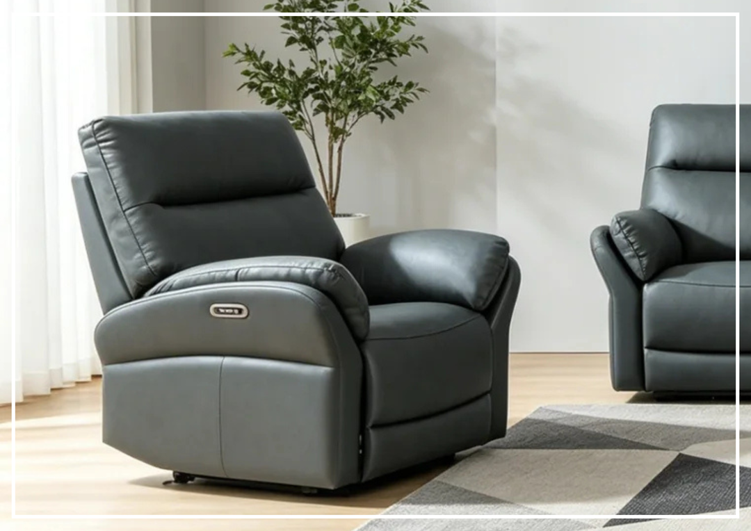 Klaussner Riverton Leather Reclining Chair with USB Port