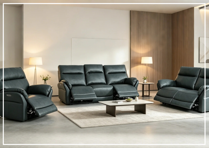 Klaussner Riverton Leather Reclining Sofa with USB Port-Sofabed