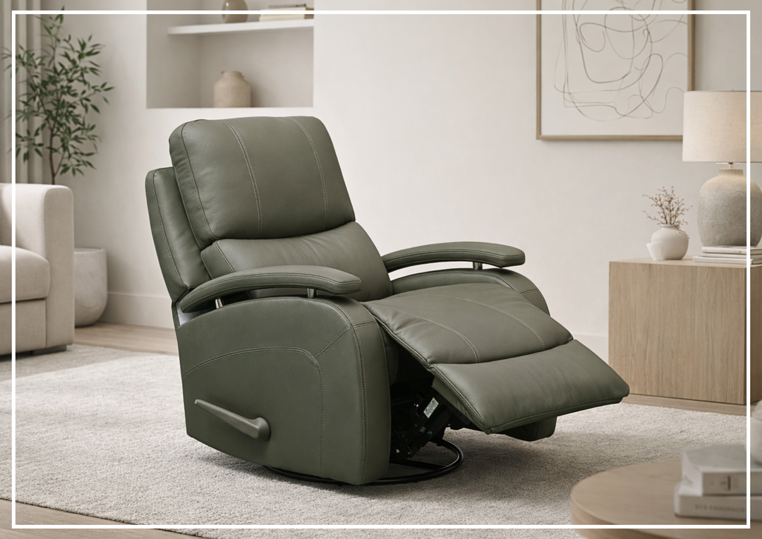 Klaussner Rosen Leather Swivel Glider Recliner Chair - SOFABED