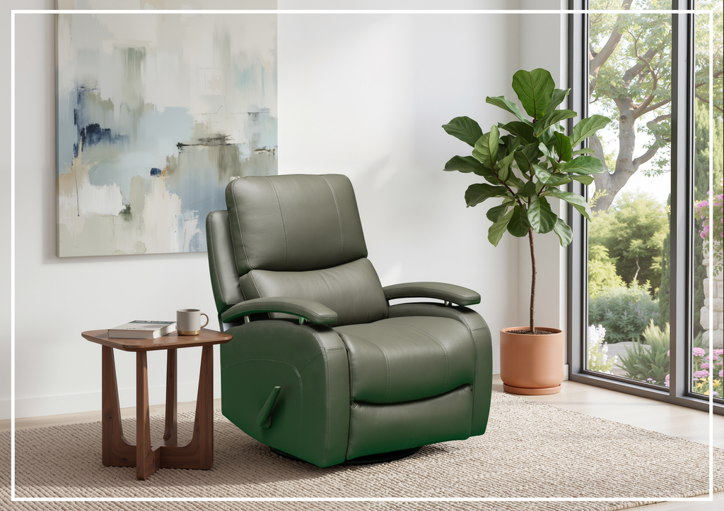 Klaussner Rosen Leather Swivel Glider Recliner Chair - SOFABED