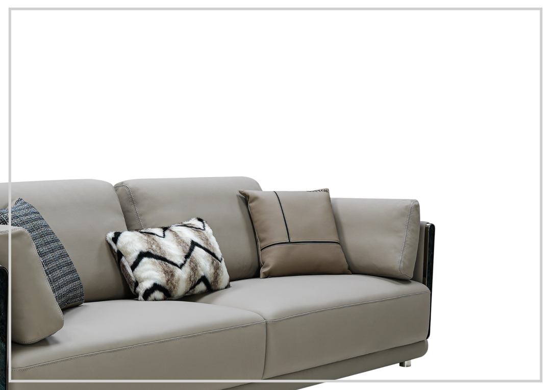 Klaussner Soriano Leather 3-Seater Sofa Mixed Leather Upholstery In Gray - SOFABED