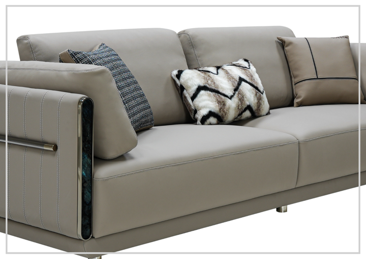 Klaussner Soriano Leather 3-Seater Sofa Mixed Leather Upholstery In Gray - SOFABED