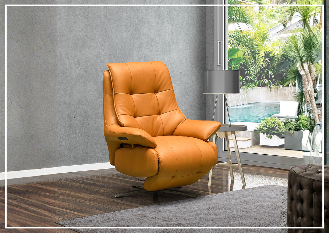 Klaussner Serano Blaze Leather Swivel Power Recliner Lift Chair -Sofabed