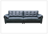 Klaussner Sofiano 2-seater Blue Leather Sofa with Plush Back Support-Sofabed