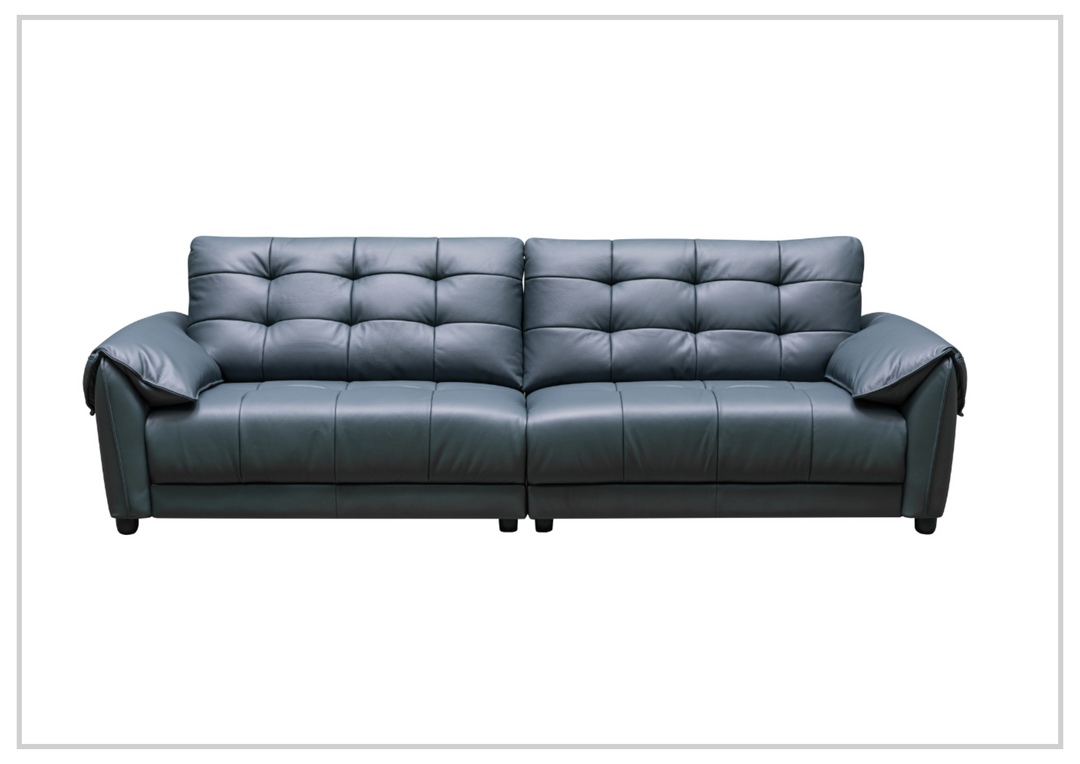 Klaussner Sofiano 2-seater Blue Leather Sofa with Plush Back Support-Sofabed