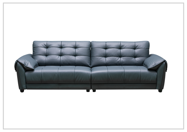 Klaussner Sofiano 2-seater Blue Leather Sofa with Plush Back Support-Sofabed