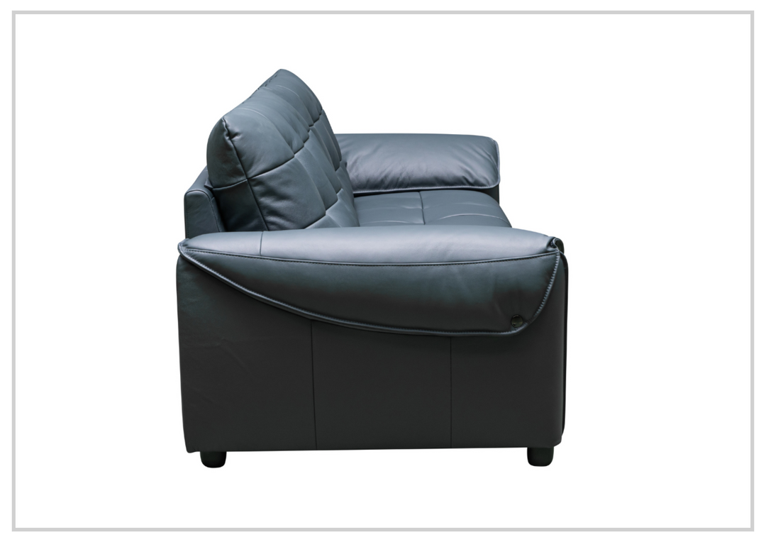 Klaussner Sofiano 2-seater Blue Leather Sofa with Plush Back Support-Sofabed