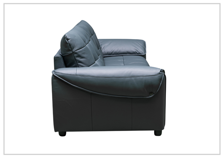 Klaussner Sofiano 2-seater Blue Leather Sofa with Plush Back Support-Sofabed