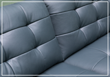 Klaussner Sofiano 2-seater Blue Leather Sofa with Plush Back Support-Sofabed