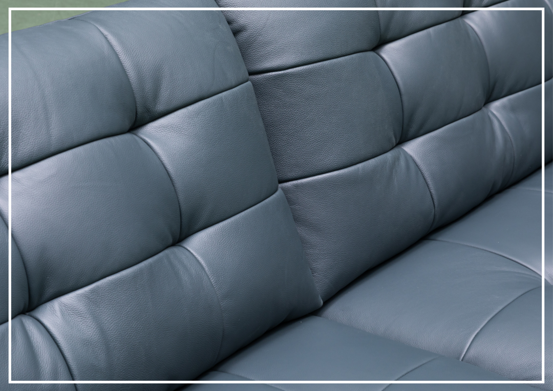 Klaussner Sofiano 2-seater Blue Leather Sofa with Plush Back Support-Sofabed