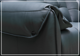 Klaussner Sofiano 2-seater Blue Leather Sofa with Plush Back Support-Sofabed