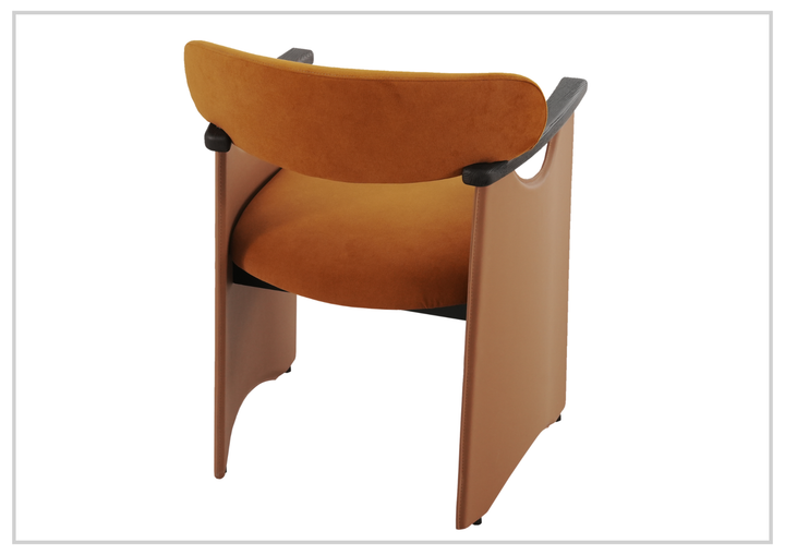 Klaussner Visione Orange Leather Arm Dining Chair with Metal Legs-Sofabed
