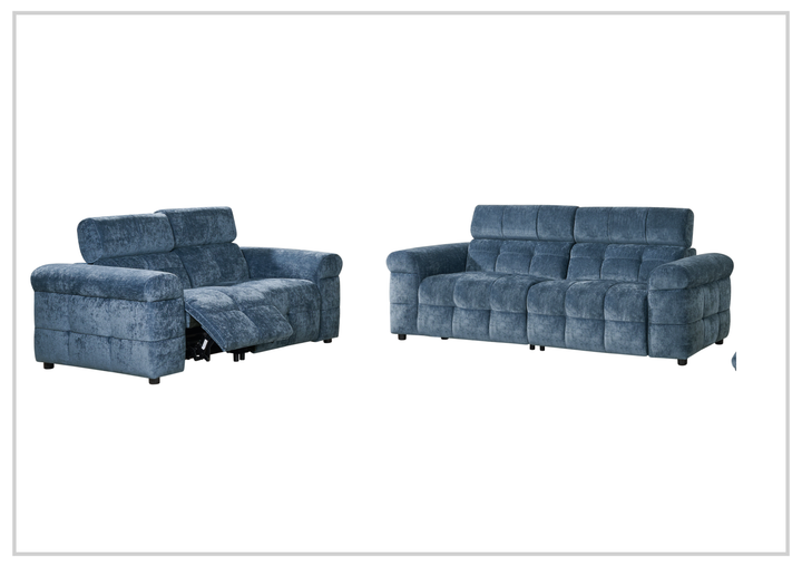 Klaussner Sovix Navy Blue Power Reclining Fabric 3 Piece Sofa Set-Sofabed 