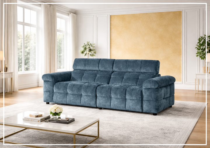 Klaussner Sovix Navy Blue Power Reclining Fabric 3 Piece Sofa Set-Sofabed 