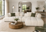Klaussner Valenza Fabric Square Arms Sectional Sofa with Chaise-SofaBed
