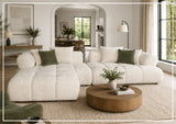 Klaussner Valenza Fabric Square Arms Sectional Sofa with Chaise-SofaBed