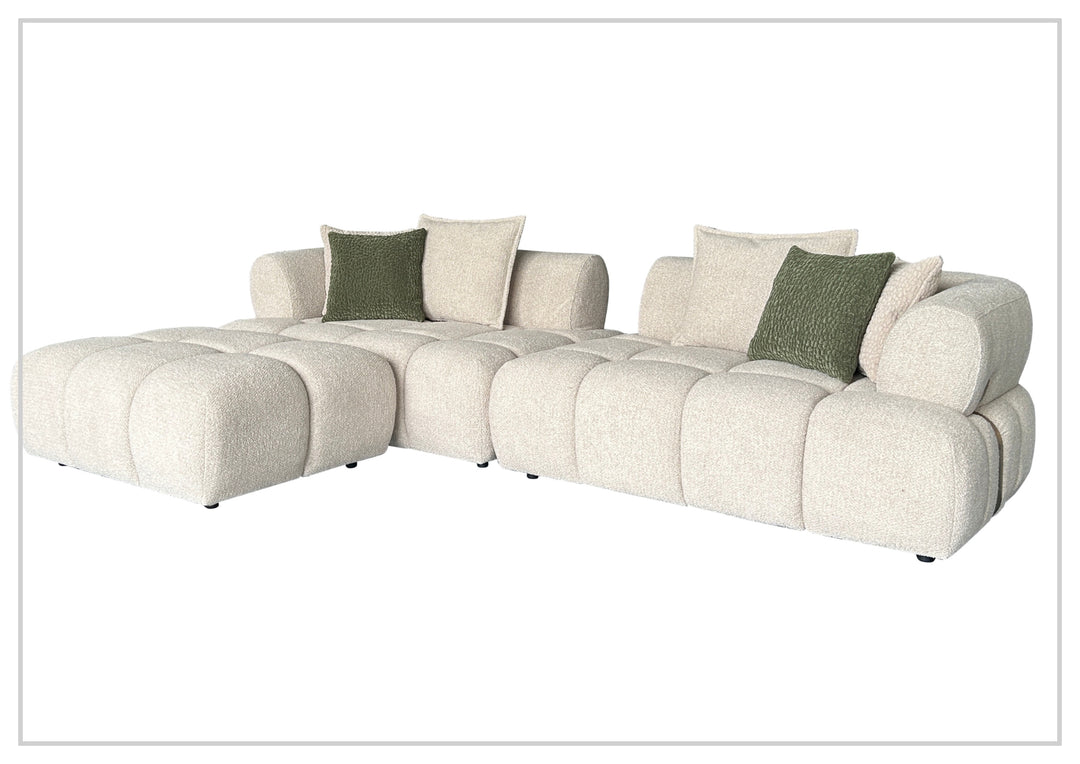 Klaussner Valenza Fabric Square Arms Sectional Sofa with Chaise-SofaBed