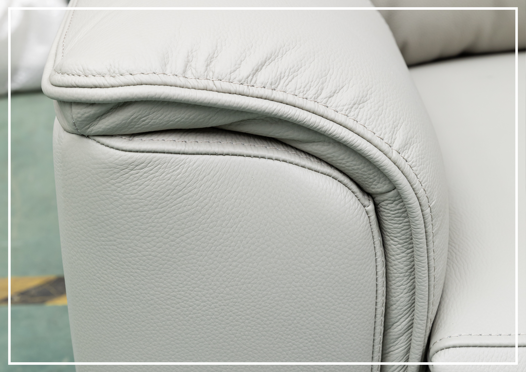 Klaussner Venezia Leather White Recliner Sofa-SOFABED