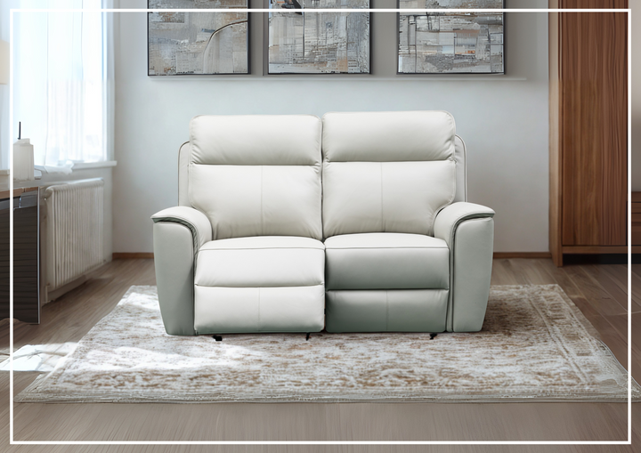 Klaussner Venza Leather White Recliner Loveseat-SOFABED