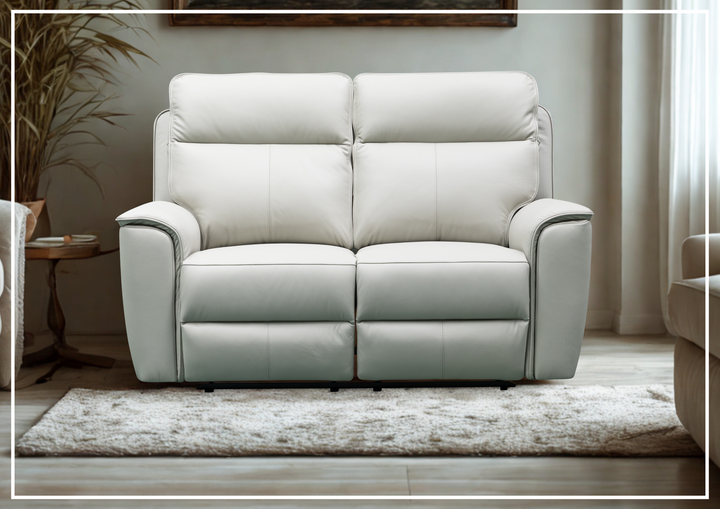 Klaussner Venza Leather White Recliner Loveseat-SOFABED