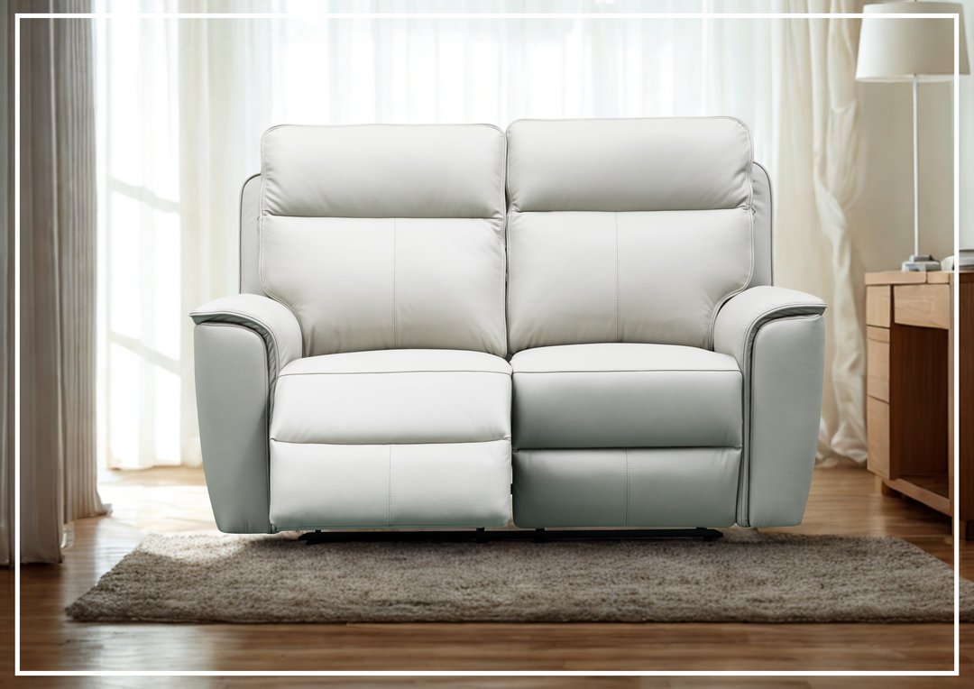 Klaussner Venza Leather White Recliner Loveseat-SOFABED