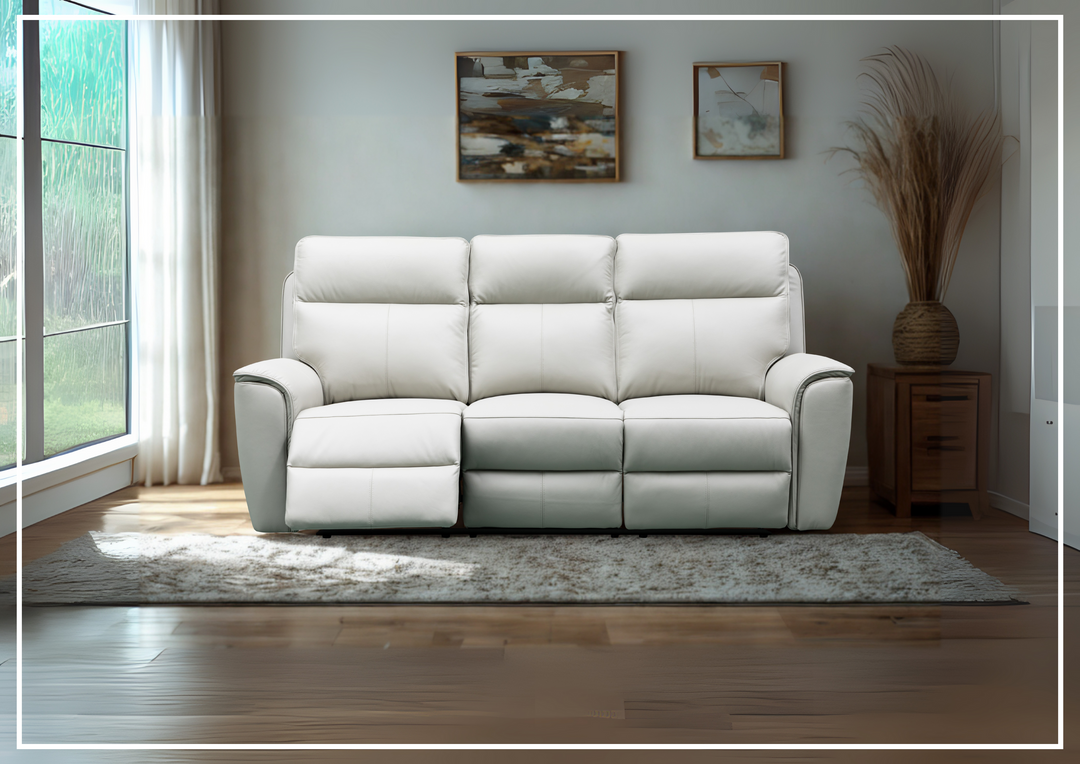 Klaussner Venza Leather White Recliner Sofa-SOFABED