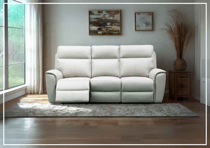 Klaussner Venza Leather White Recliner Sofa-SOFABED