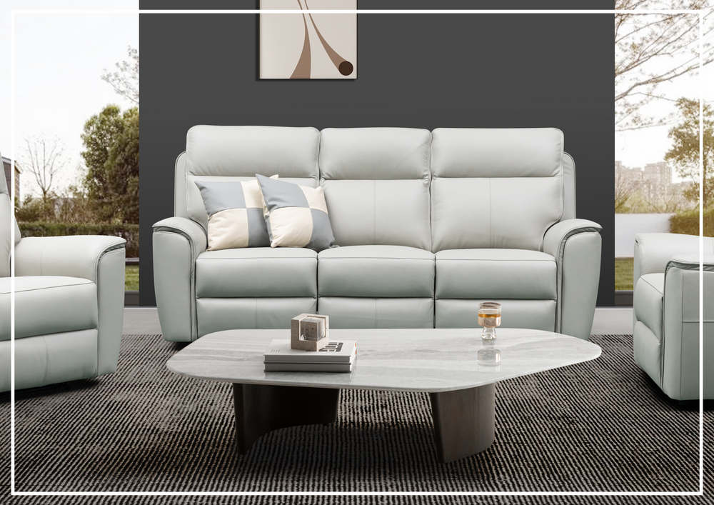 Klaussner Venza Leather White Recliner Sofa-SOFABED
