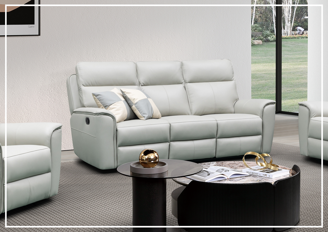 Klaussner Venza Leather White Recliner Sofa-SOFABED
