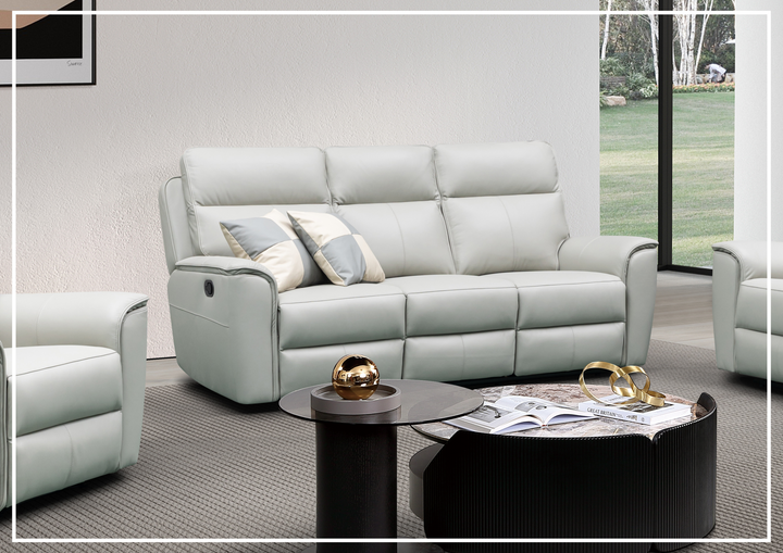 Klaussner Venza Leather White Recliner Sofa-SOFABED
