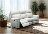 Klaussner Venza Leather White Recliner Sofa-SOFABED