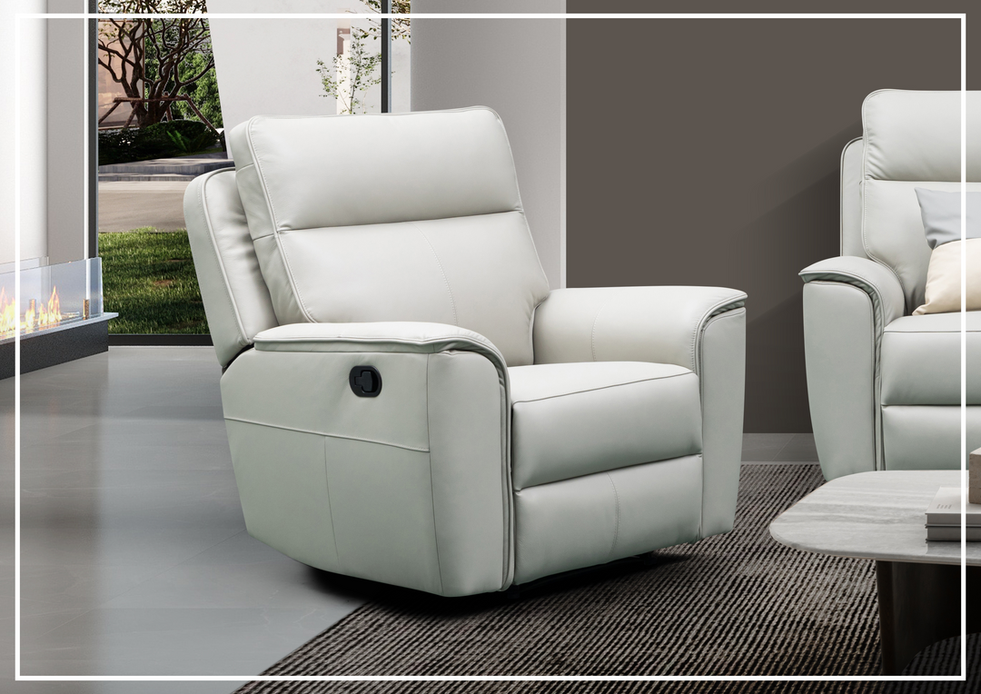Klaussner Venza Leather White Recliner Chair-SOFABED