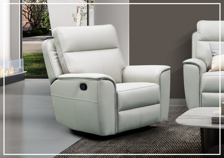 Klaussner Venza Leather White Recliner Chair-SOFABED