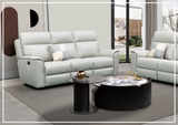 Klaussner Venza Leather White Recliner Sofa-SOFABED