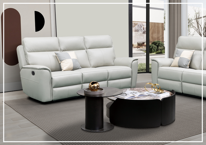 Klaussner Venza Leather White Recliner Sofa-SOFABED