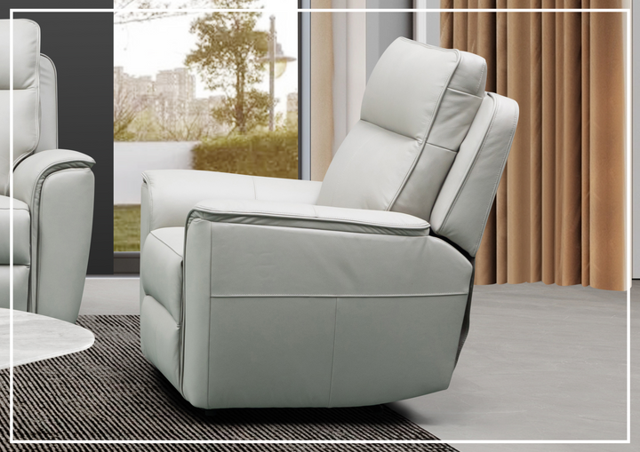 Klaussner Venza Leather White Recliner Chair-SOFABED