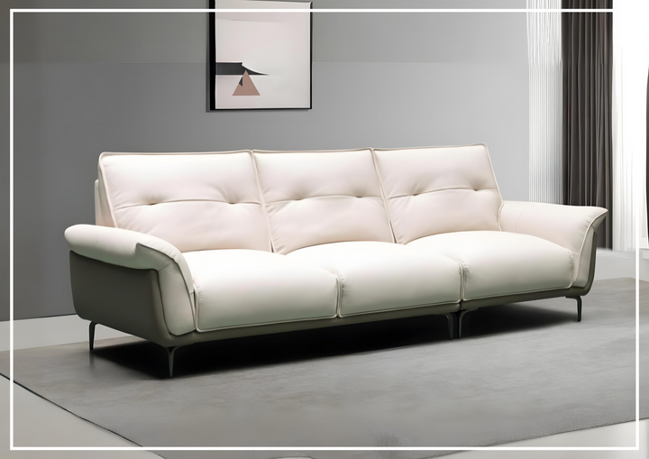 Klaussner Viana 3-seater Leather Sofa with Cushion Seat and Tufted Back-Sofabed