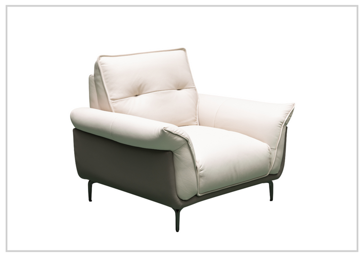 Klaussner Viana Leather Ivory Accent Chair with Feather-filled back cushion-Sofabed
