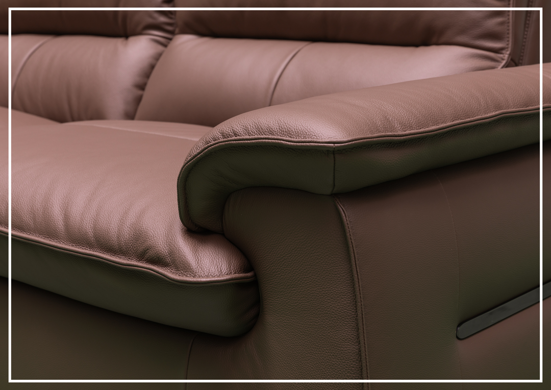 Klaussner Vionetta Dark Brown Leather Sofa with S-Spring Seats-SOFABED