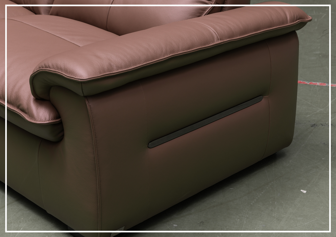 Klaussner Vionetta Dark Brown Leather Sofa with S-Spring Seats-SOFABED