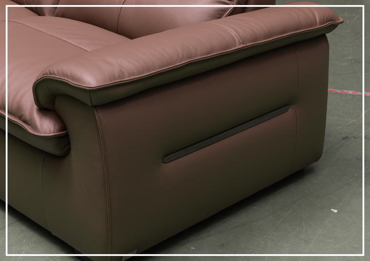 Klaussner Vionetta Dark Brown Leather Sofa with S-Spring Seats-SOFABED