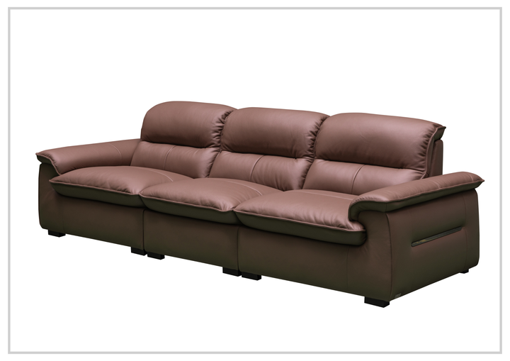 Klaussner Vionetta Dark Brown Leather Sofa with S-Spring Seats-SOFABED