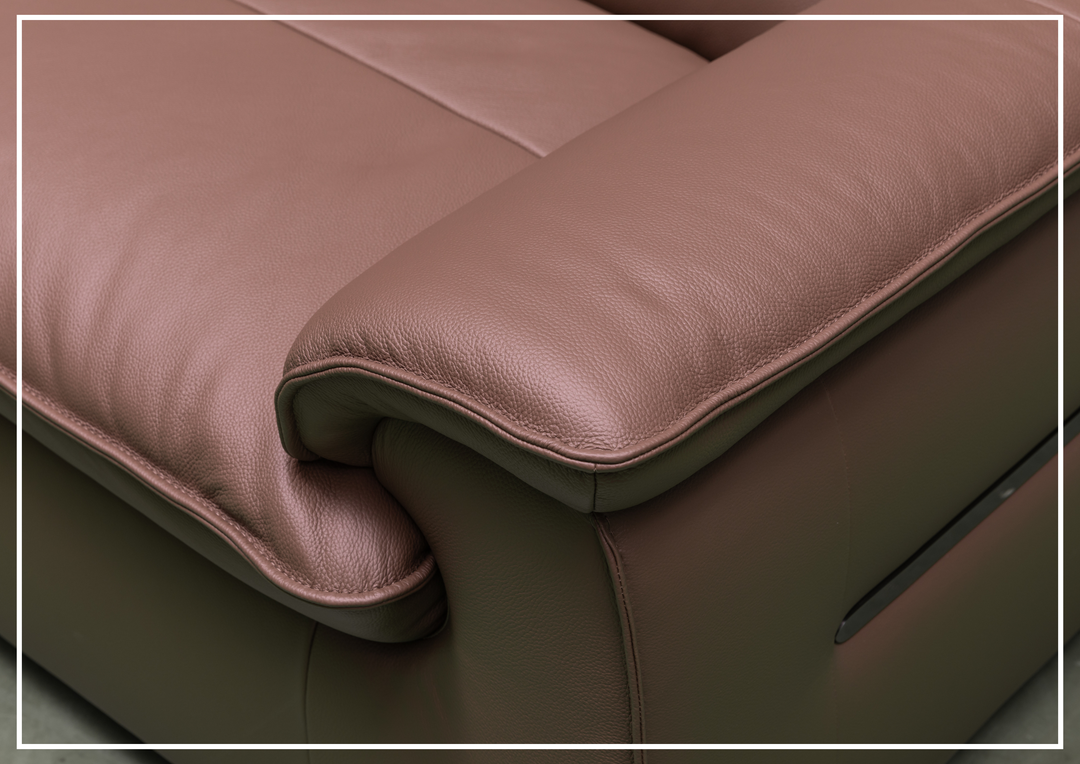 Klaussner Vionetta Dark Brown Leather Sofa with S-Spring Seats-SOFABED
